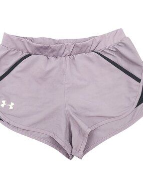 Women's Under Armour Gray Running Fitted Heatgear Shorts Medium Lined Pull On